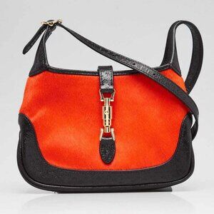 Gucci Orange/Black Calf Hair/Leather Jackie 1961 Mini Bag